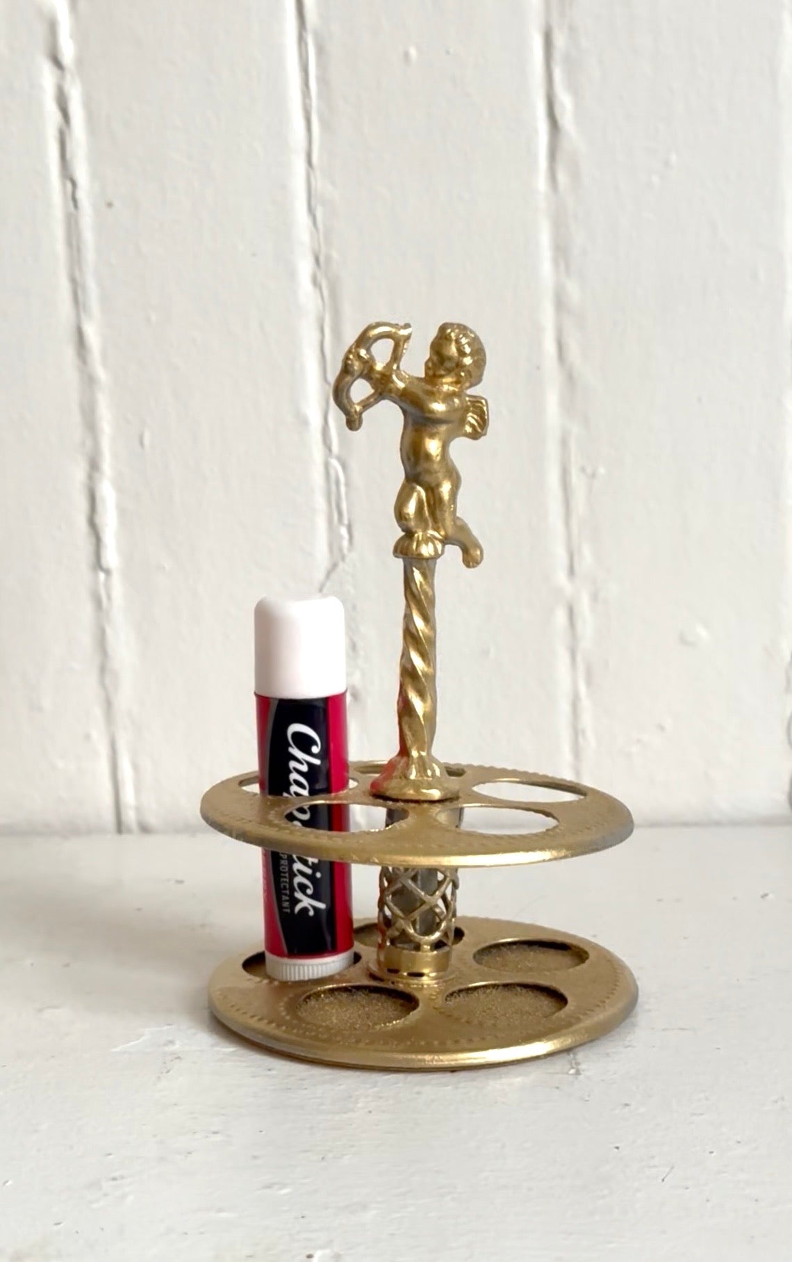 Vintage Gold Cupid Lipstick Holder