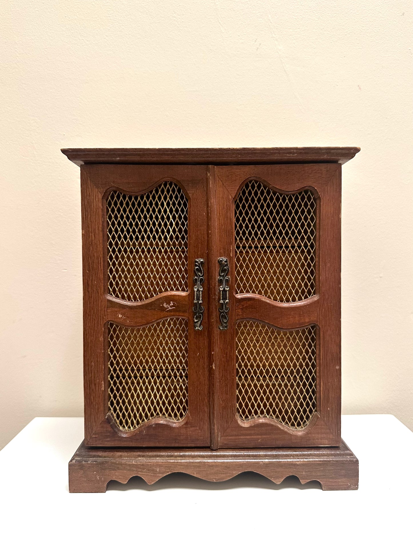 Vintage Wood Jewelry Box with Doors