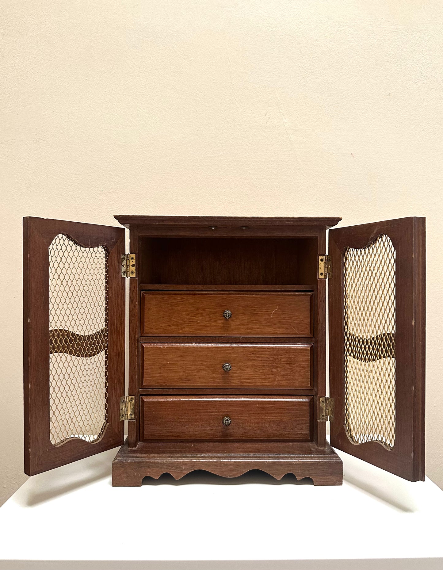 Vintage Wood Jewelry Box with Doors