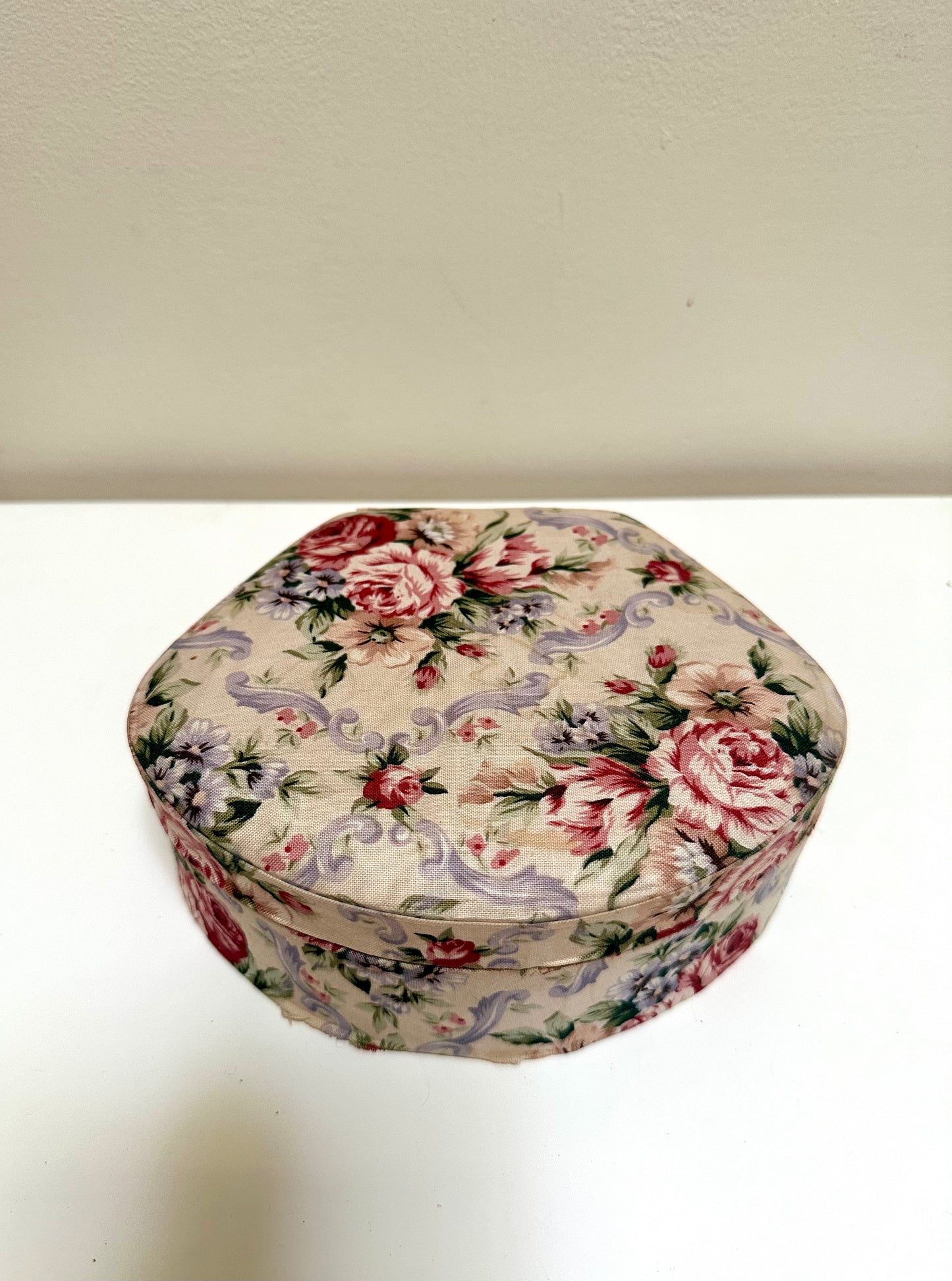 Vintage Floral Cloth Jewelry Box