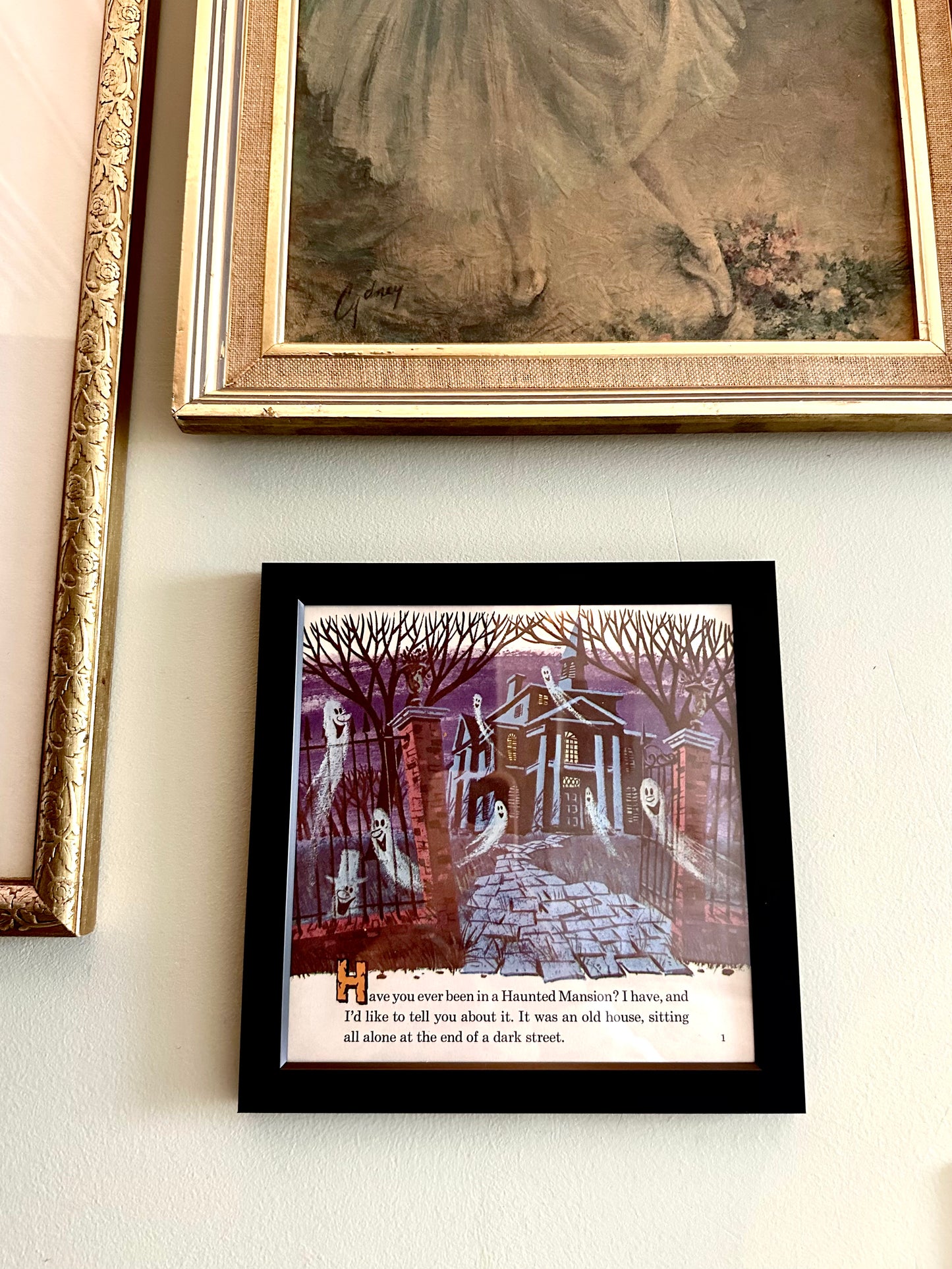 "The Haunted Mansion" Pair of Vintage Framed Book Pages "Have You Ever Been in a Haunted Mansion?"
