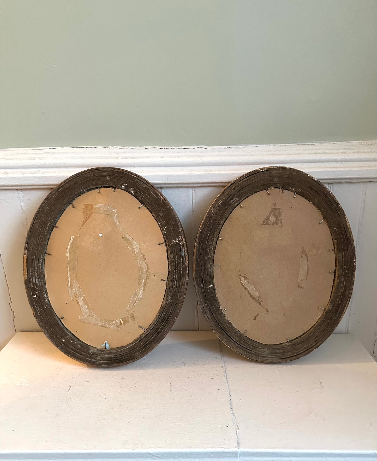 Vintage Pair of Courting Couple Framed Needlepoints