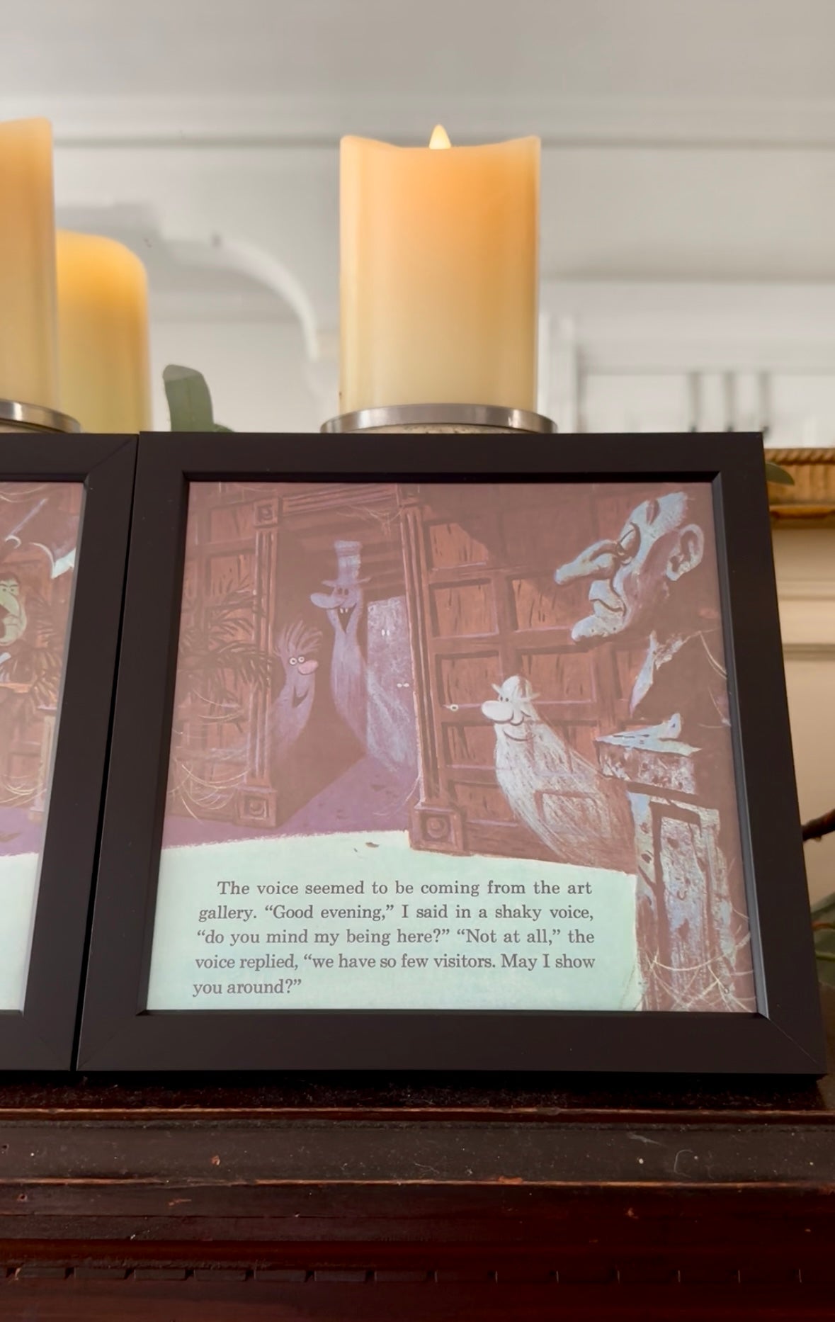 "The Haunted Mansion" Pair of Vintage Framed Book Pages "Welcome to The Haunted Mansion"