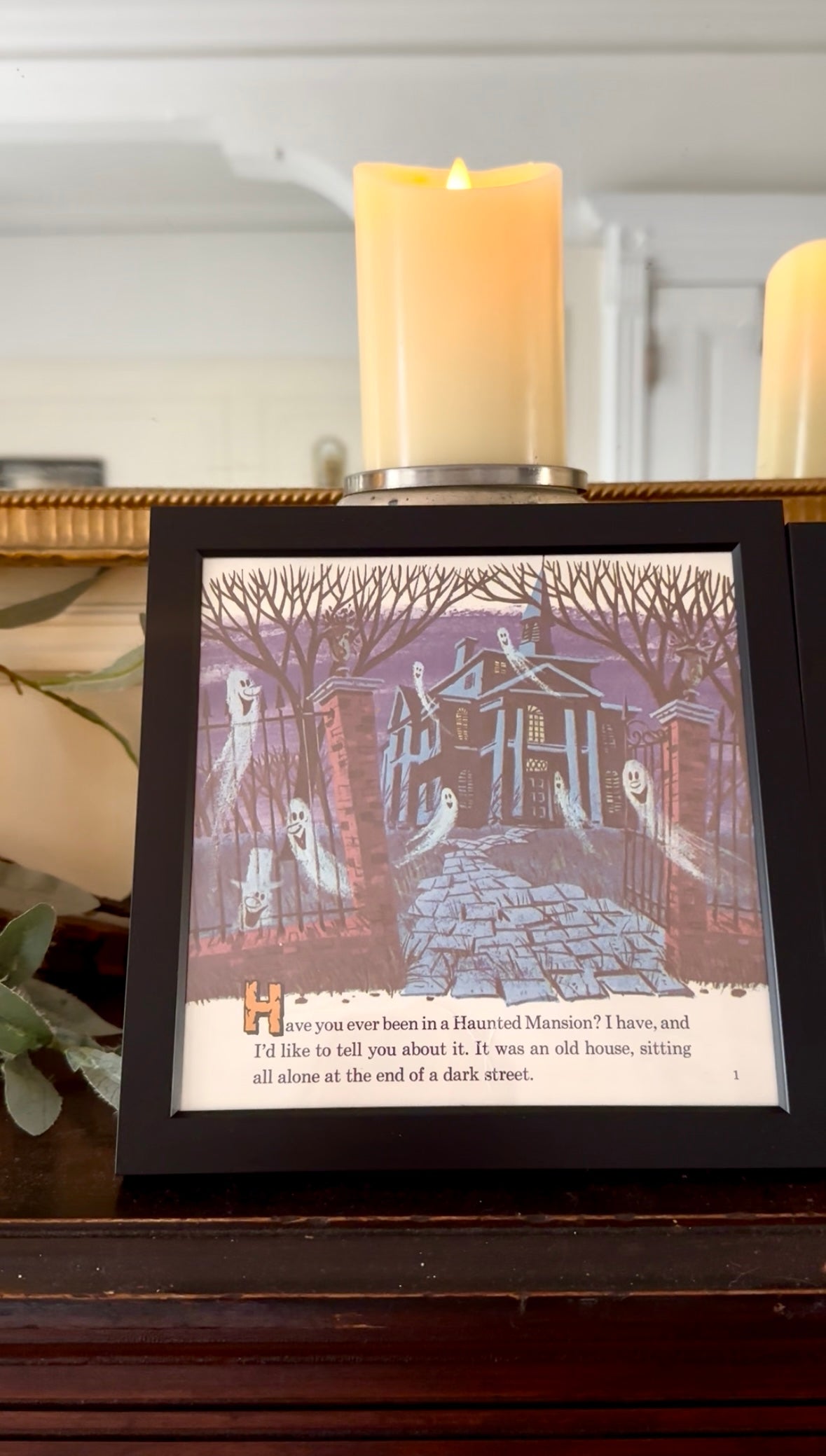 "The Haunted Mansion" Pair of Vintage Framed Book Pages "Have You Ever Been in a Haunted Mansion?"