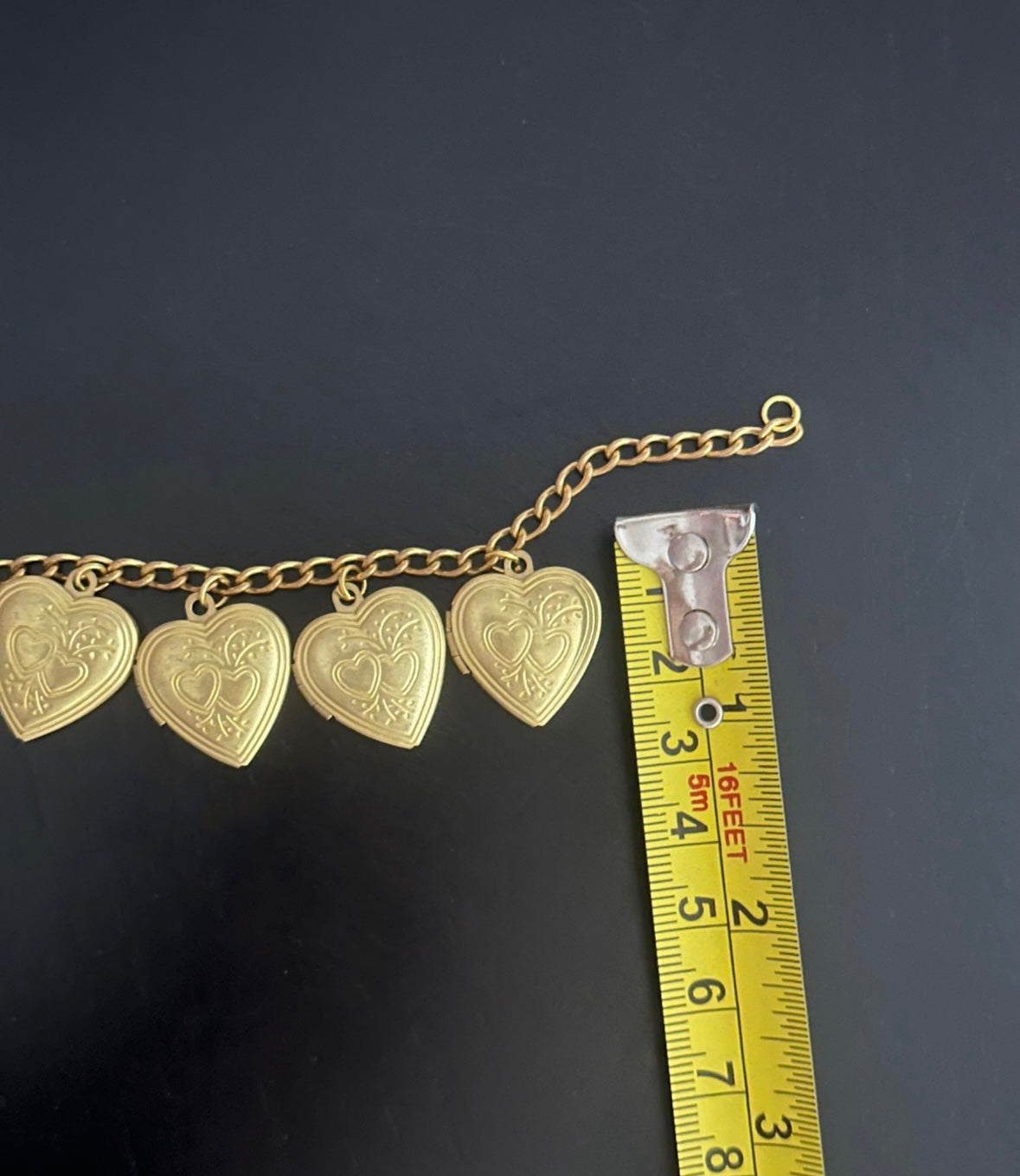 Vintage Heart Locket Charm Bracelet