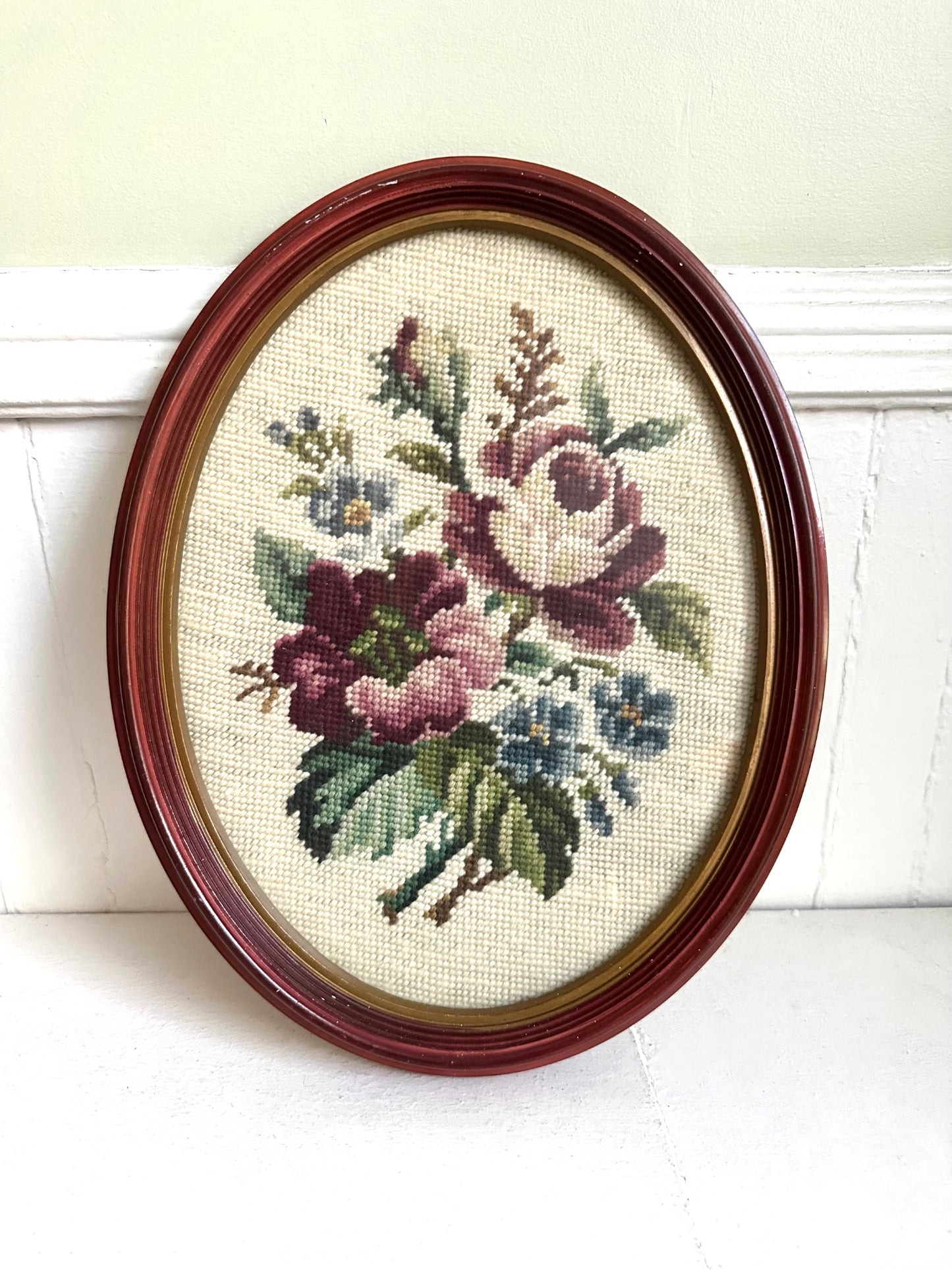 Vintage Floral Framed Needlepoint