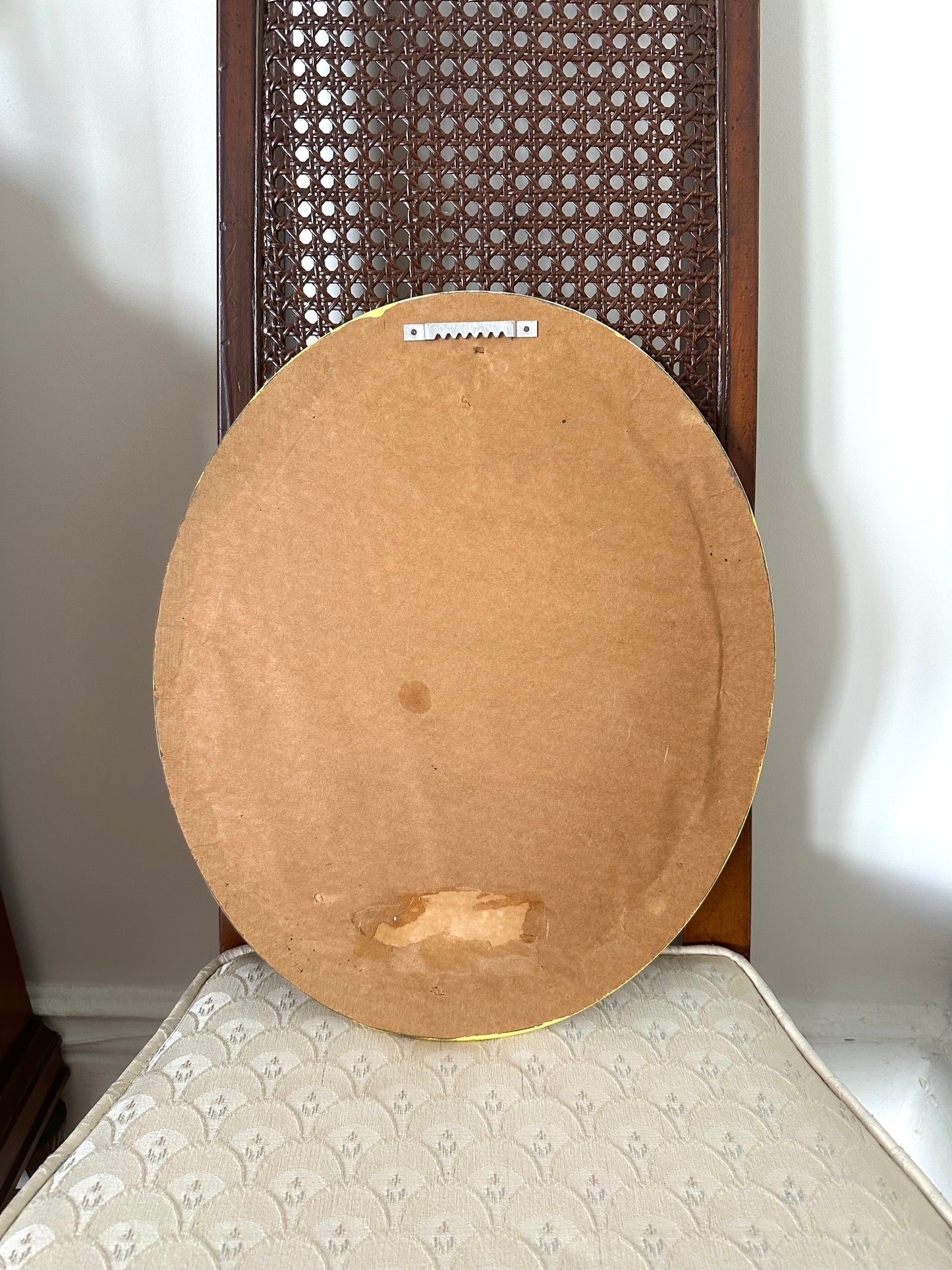 Vintage Floral Needlepoint in Yellow Wood Frame