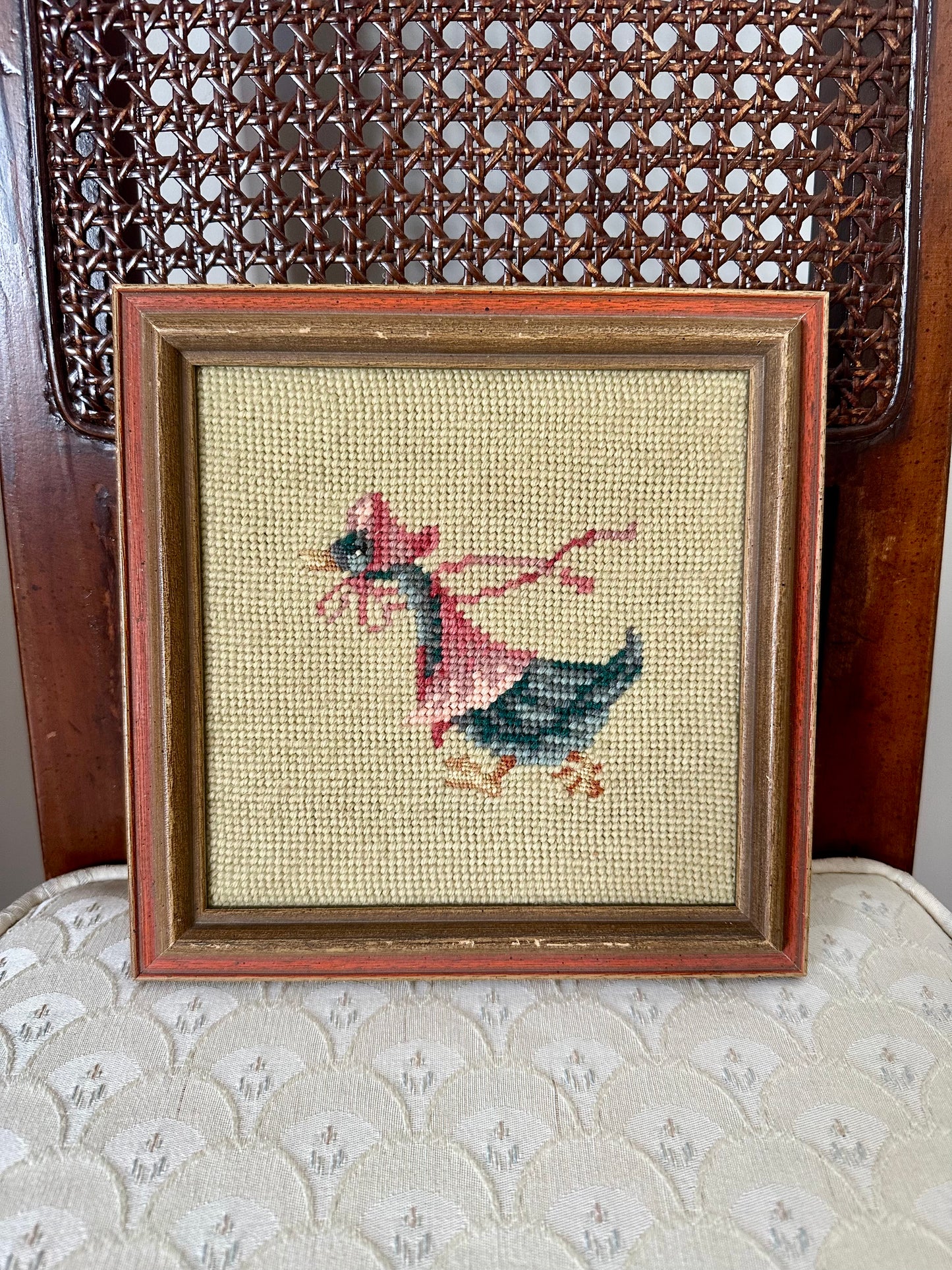 Vintage Goose Framed Needlepoint