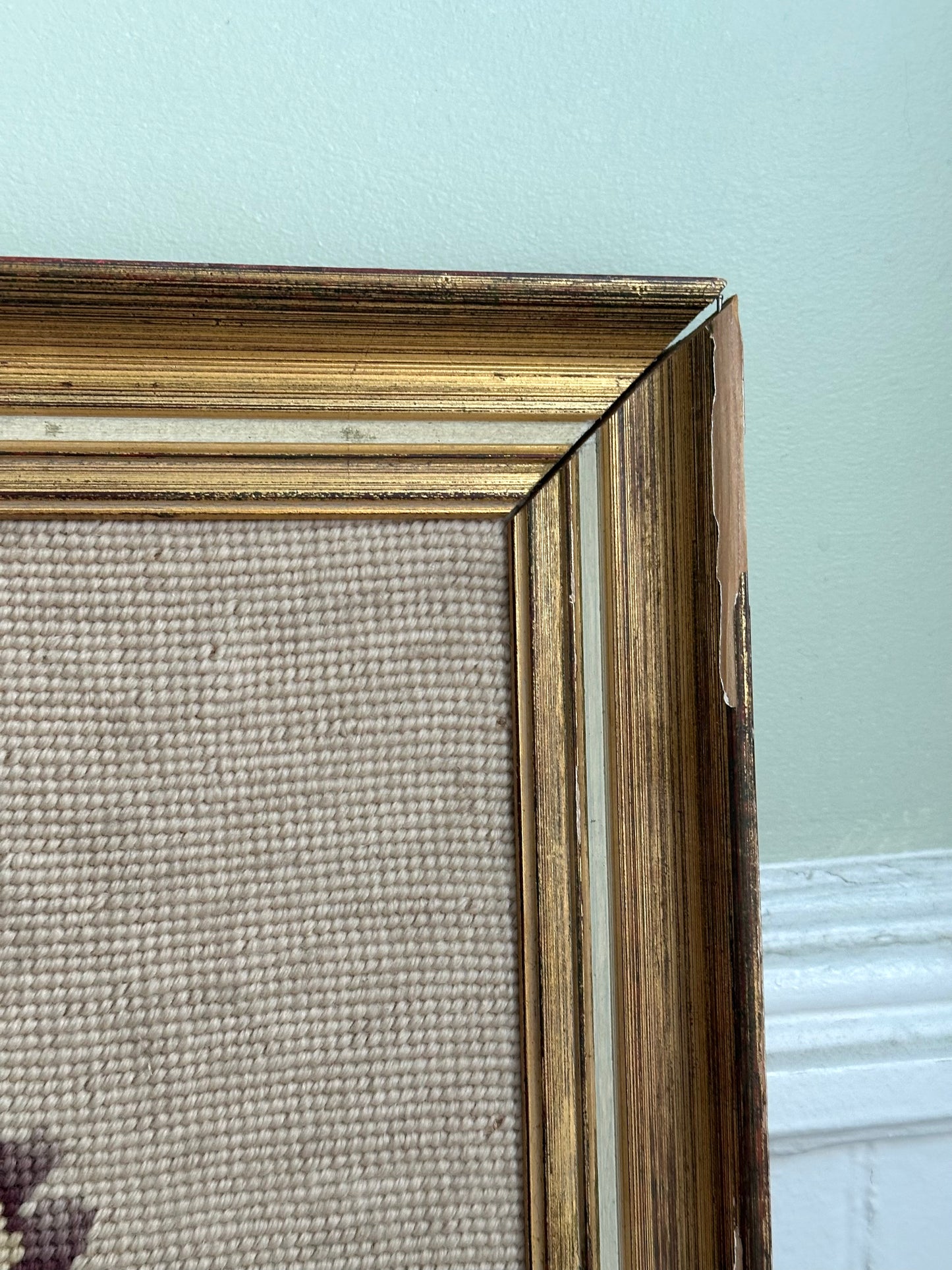 Vintage Floral Framed Needlepoint