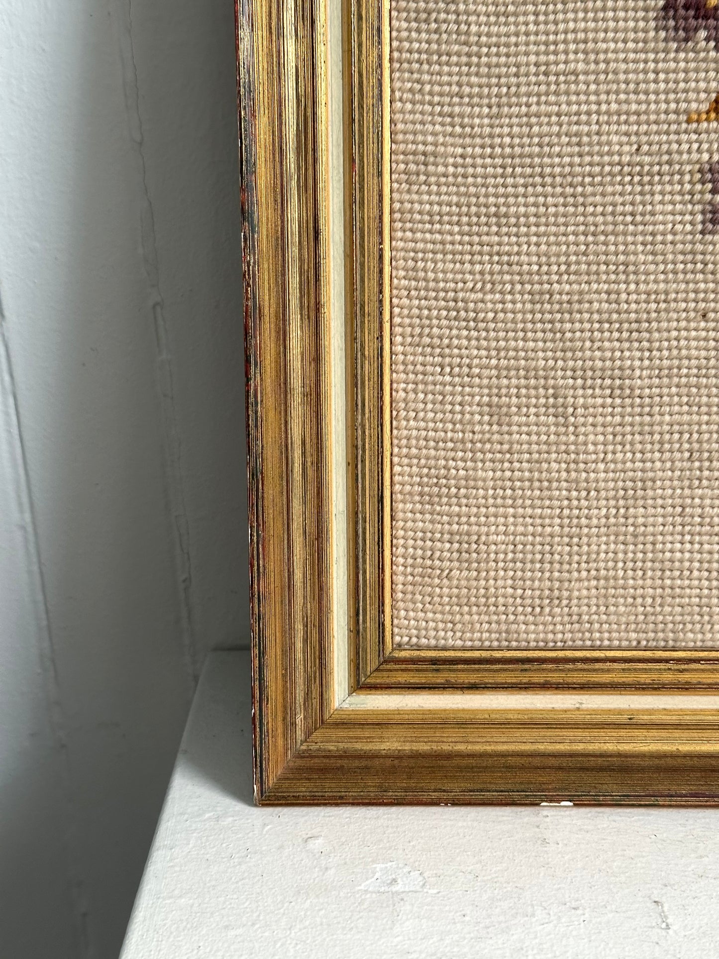Vintage Floral Framed Needlepoint