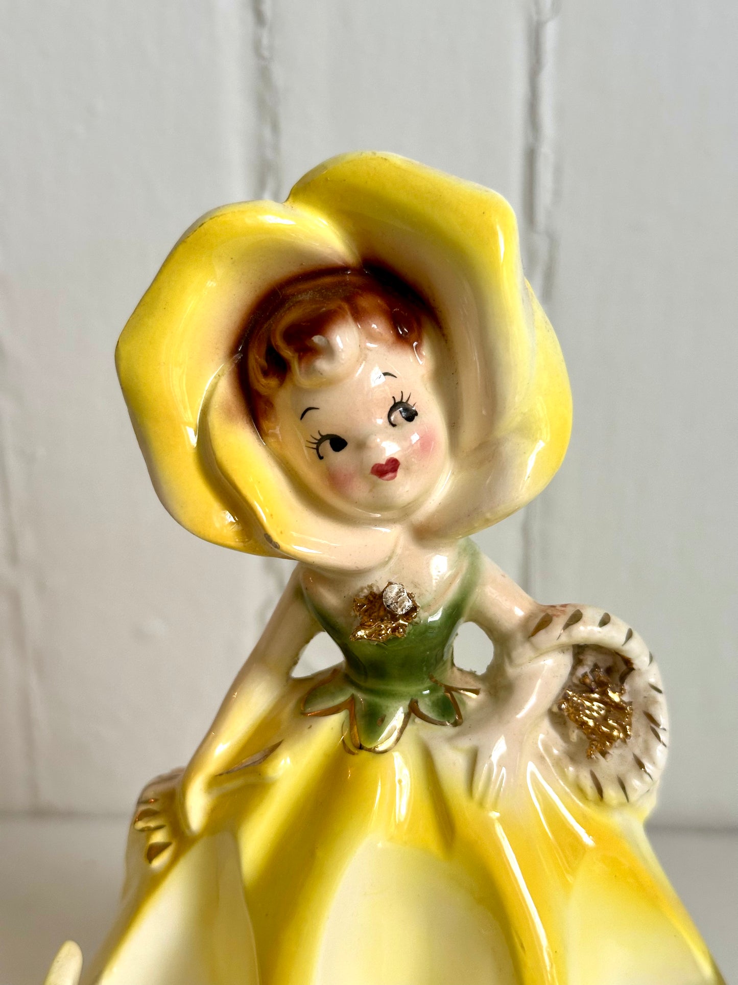 Vintage Anthropomorphic Enesco Flower Girl Lipstick Holder