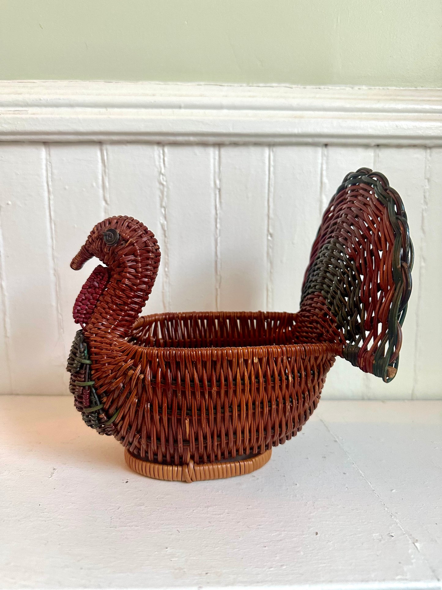 Vintage Small Turkey Wicker Basket