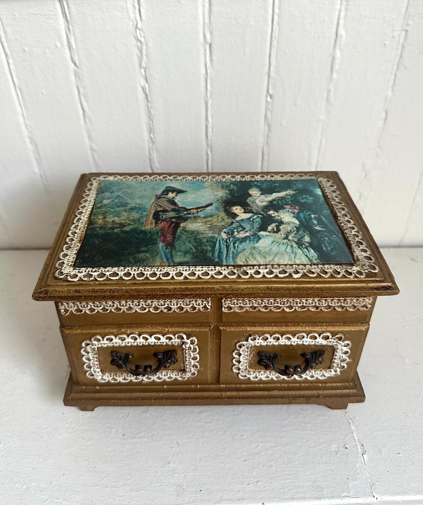 Vintage Small Wood Jewelry Box