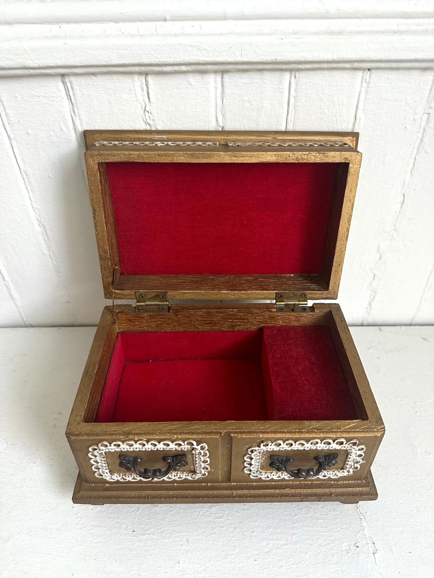 Vintage Small Wood Jewelry Box