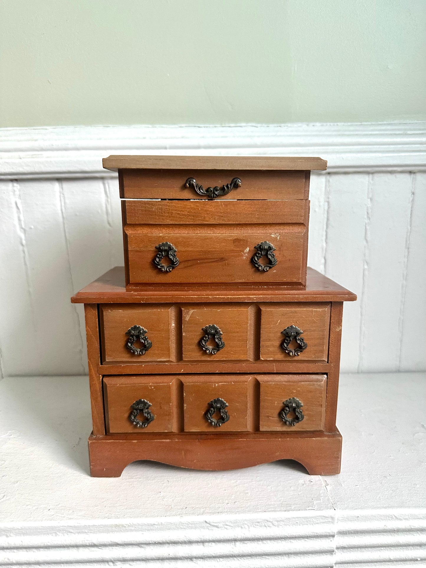 Vintage Ballerina Wood Jewelry Box