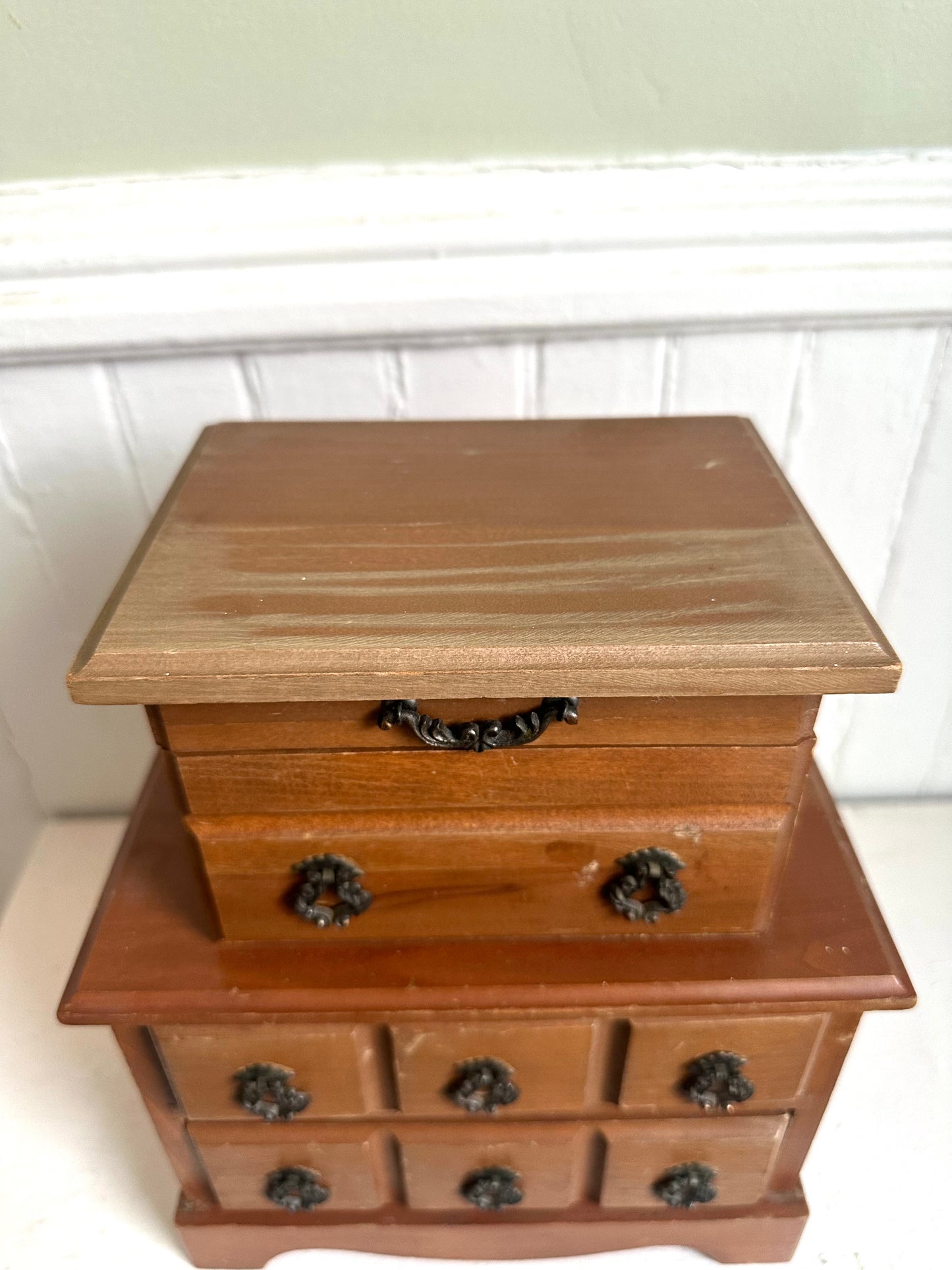 Vintage Ballerina Wood Jewelry Box
