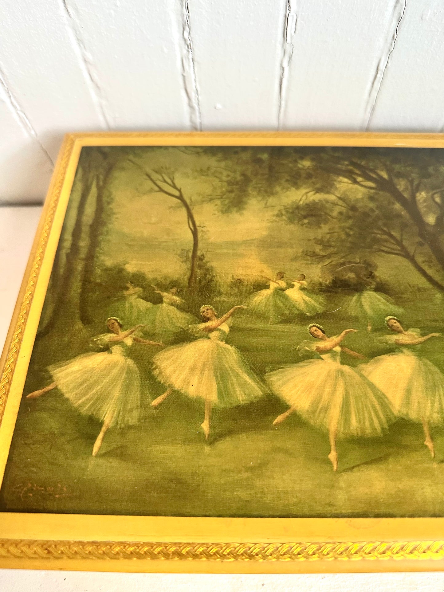 Vintage Ballerina Wood Jewelry / Storage Box