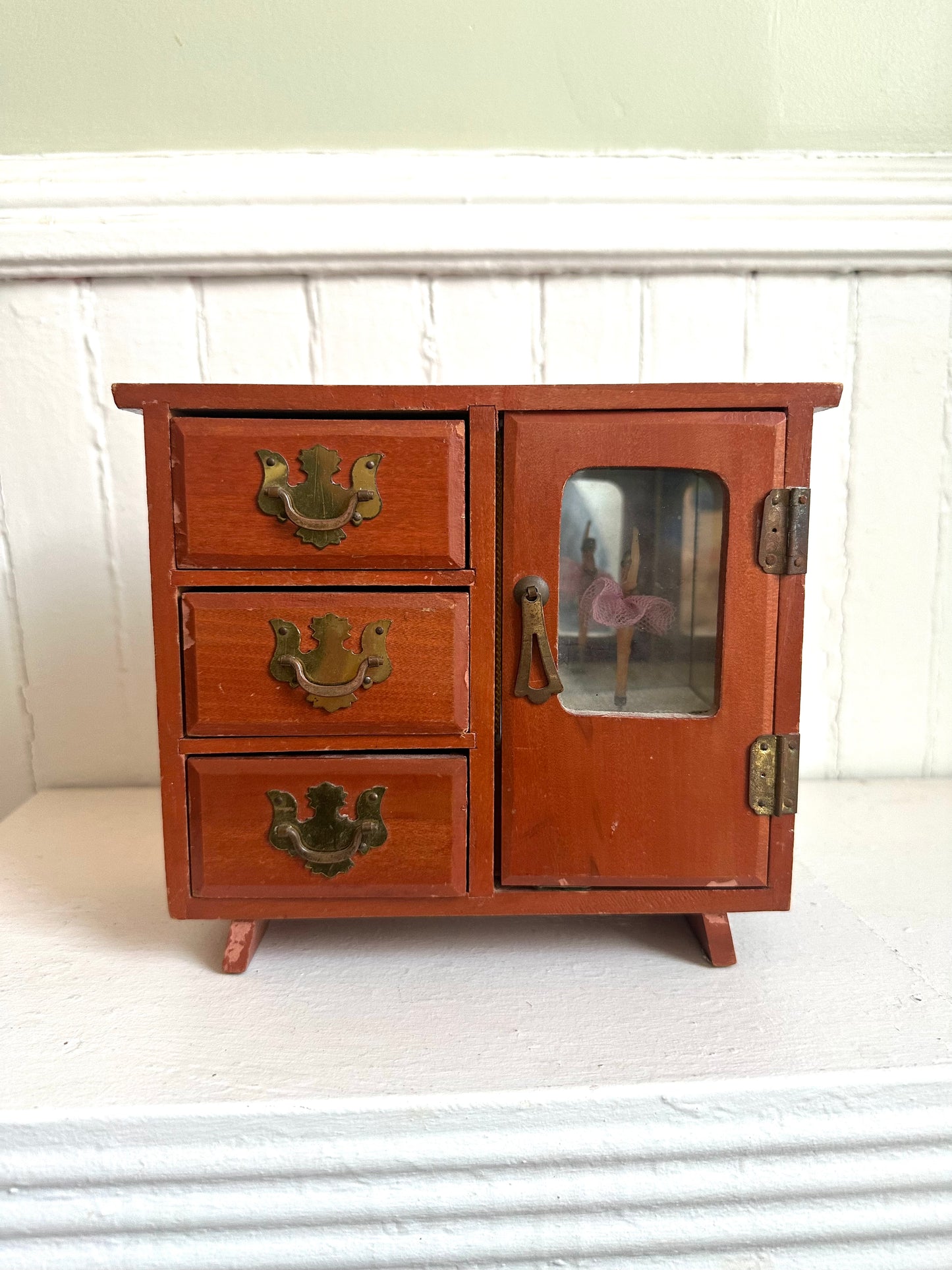 Vintage Ballerina Wood Jewelry Box