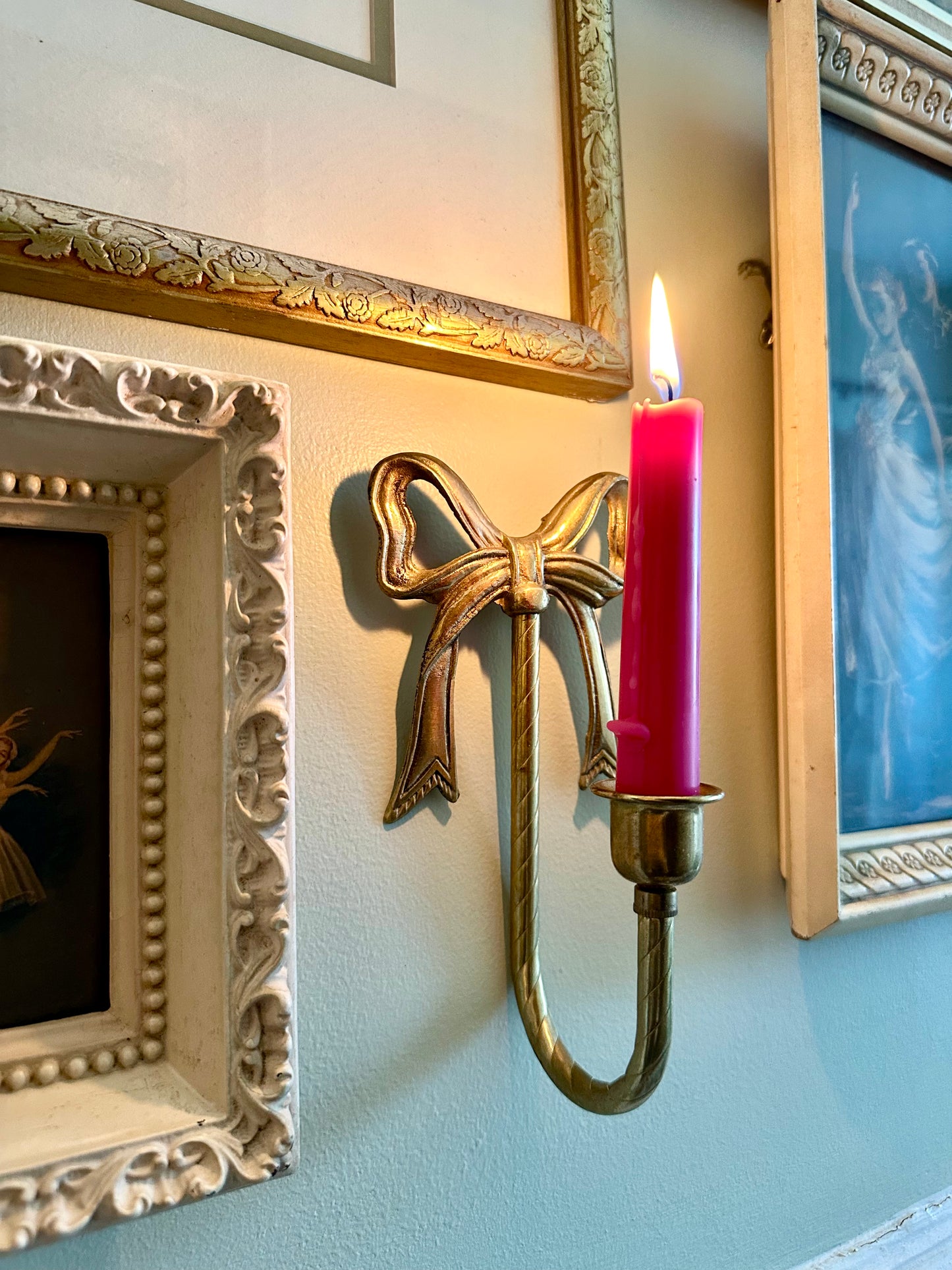 Vintage Brass Bow Candle Holders