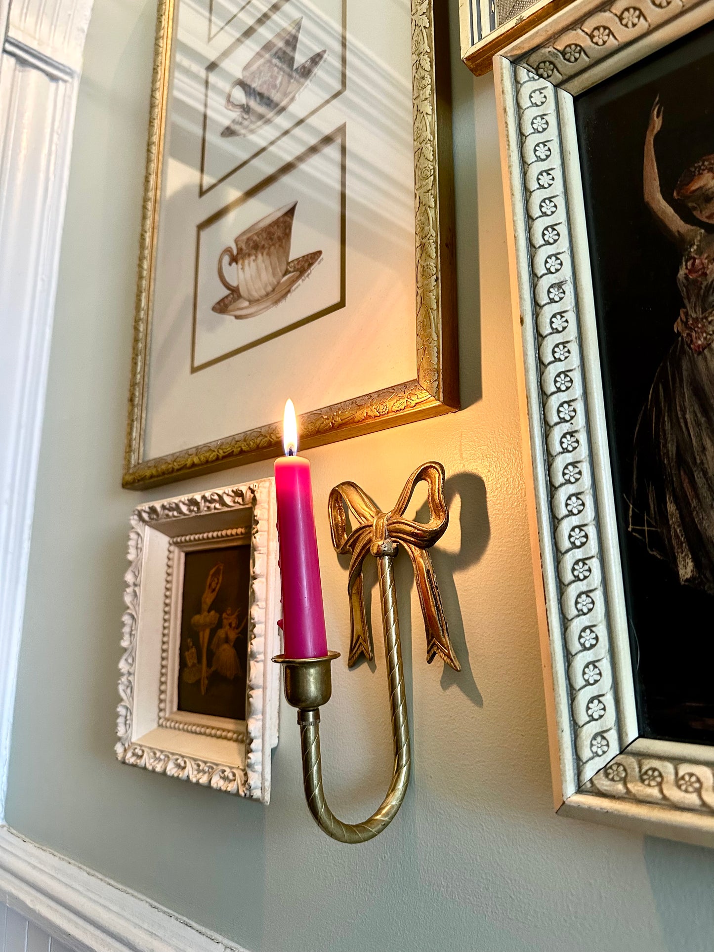 Vintage Brass Bow Candle Holders