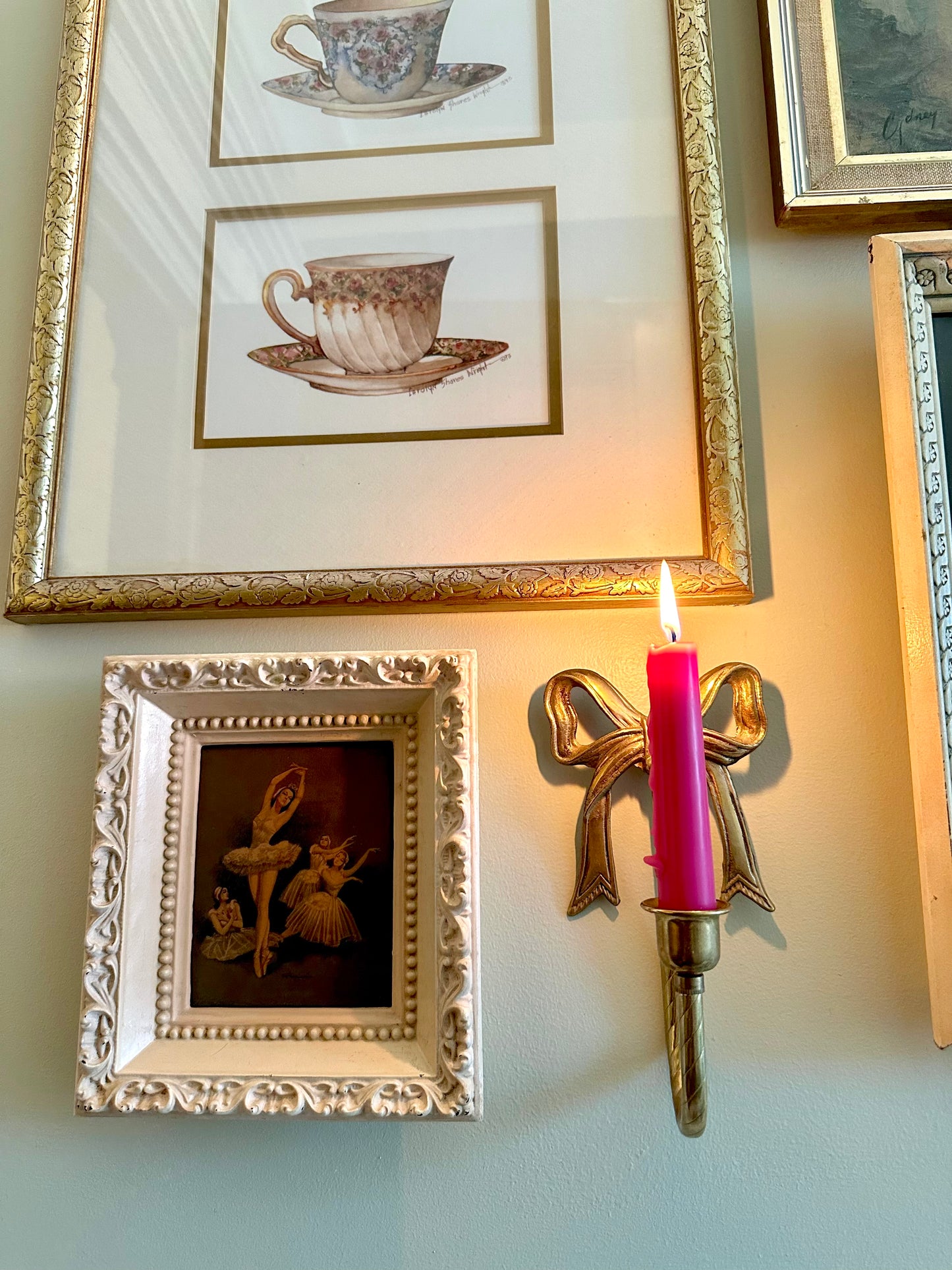 Vintage Brass Bow Candle Holders