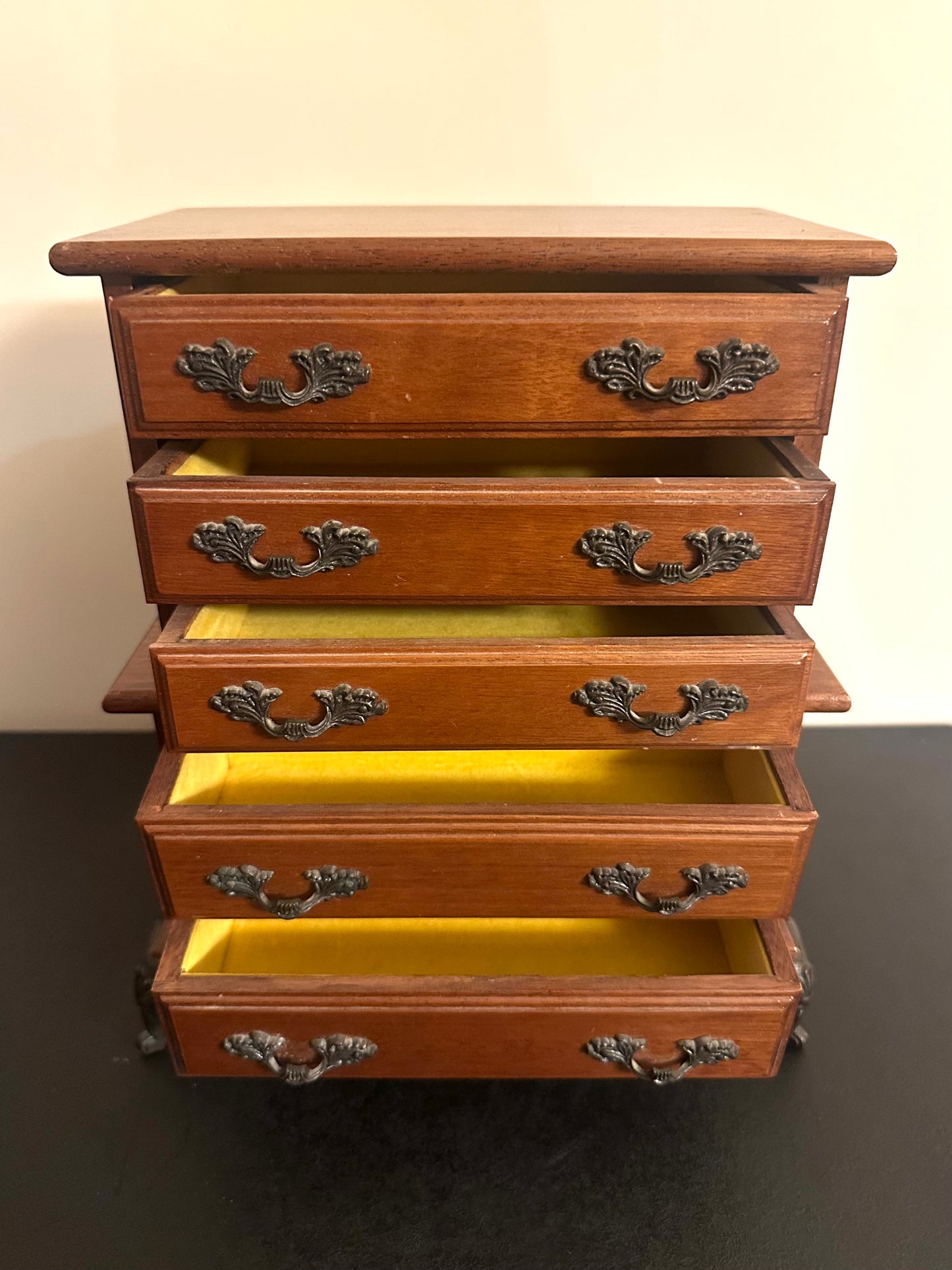Vintage Footed Dresser Armoire Jewelry Box