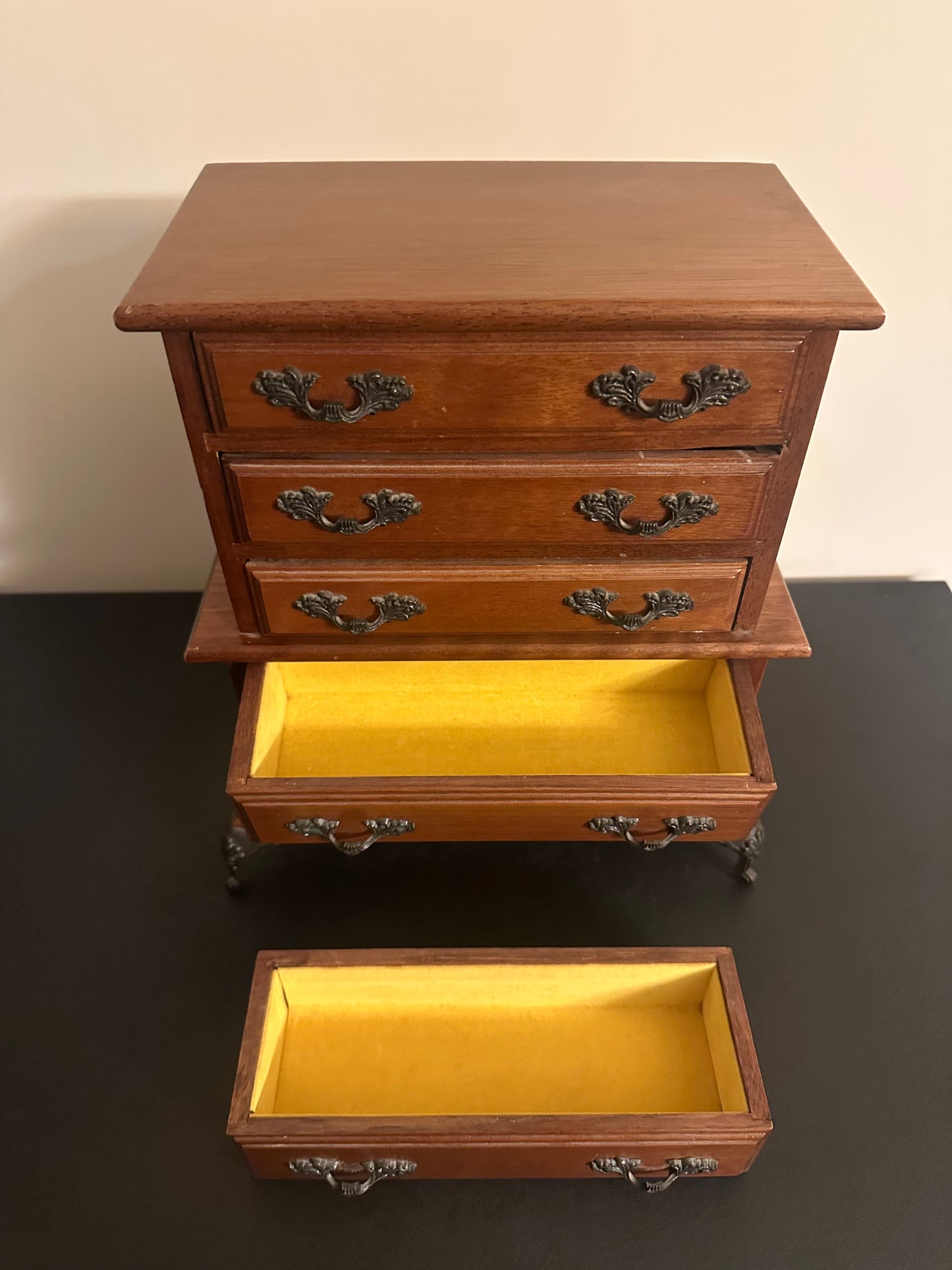 Vintage Footed Dresser Armoire Jewelry Box