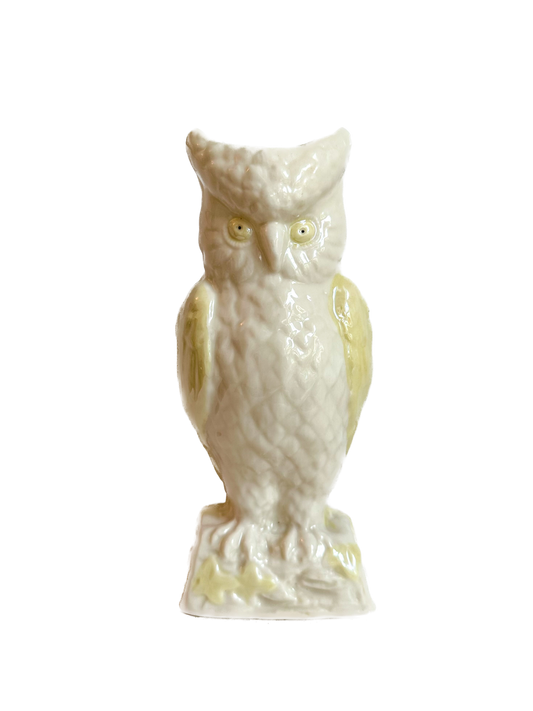 Vintage Belleek Irish Porcelain Owl Planter