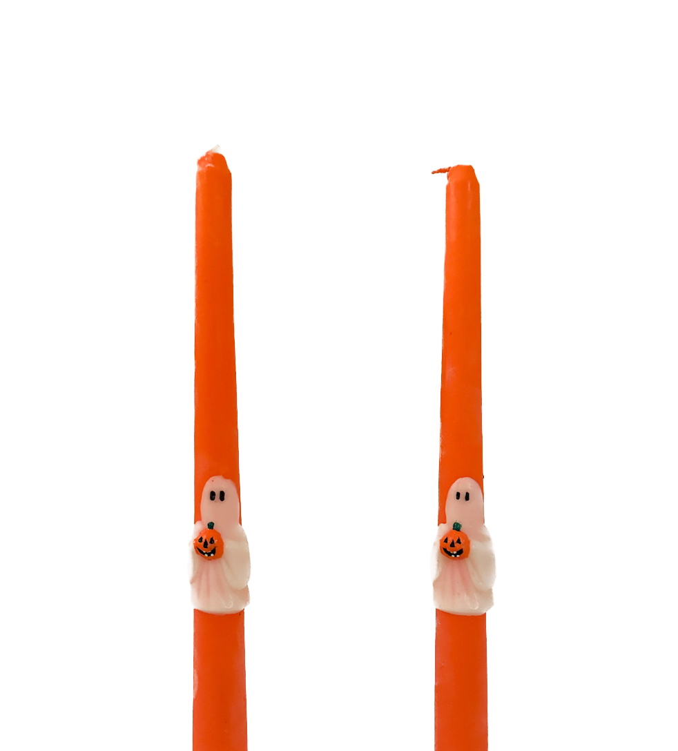 Vintage Orange Ghost Taper Candles