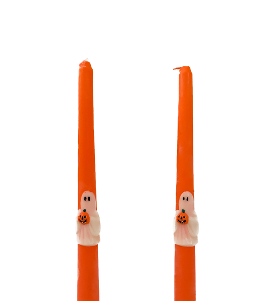 Vintage Orange Ghost Taper Candles