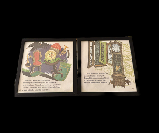 "The Haunted Mansion" Pair of Vintage Framed Book Pages "Madame Leota"