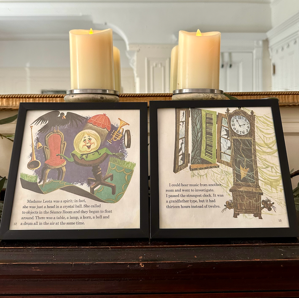 "The Haunted Mansion" Pair of Vintage Framed Book Pages "Madame Leota"
