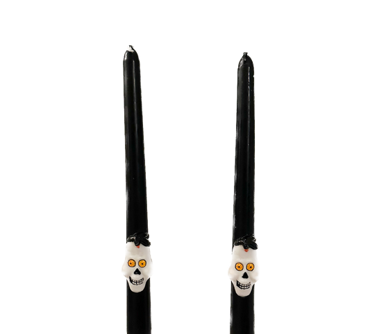 Vintage Halloween Black Skull Taper Candles