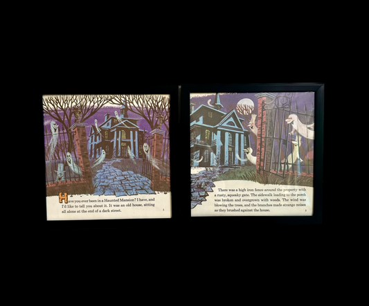"The Haunted Mansion" Pair of Vintage Framed Book Pages "Have You Ever Been in a Haunted Mansion?"
