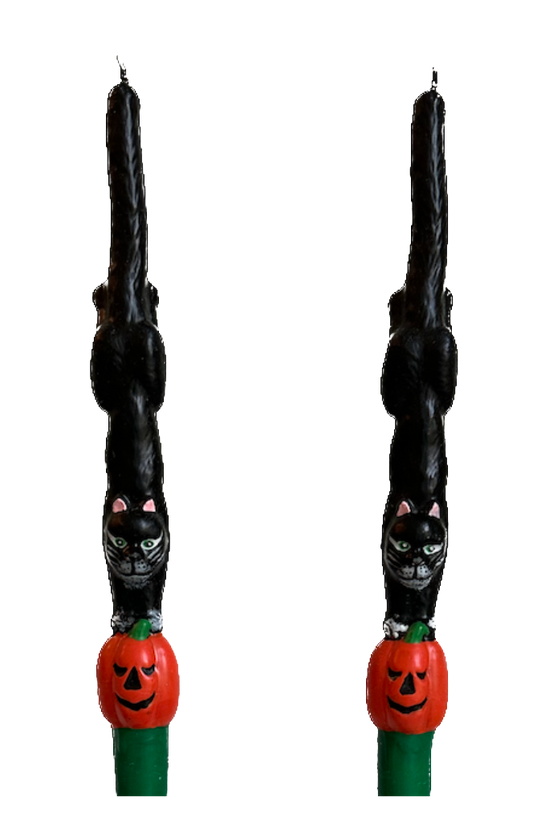 Vintage Halloween Black Cat Taper Candles