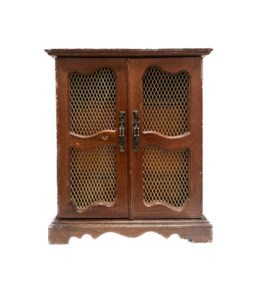 Vintage Wood Jewelry Box with Doors