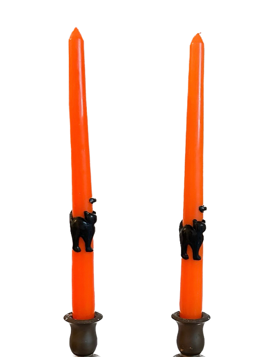 Vintage Orange Black Cat Taper Candles