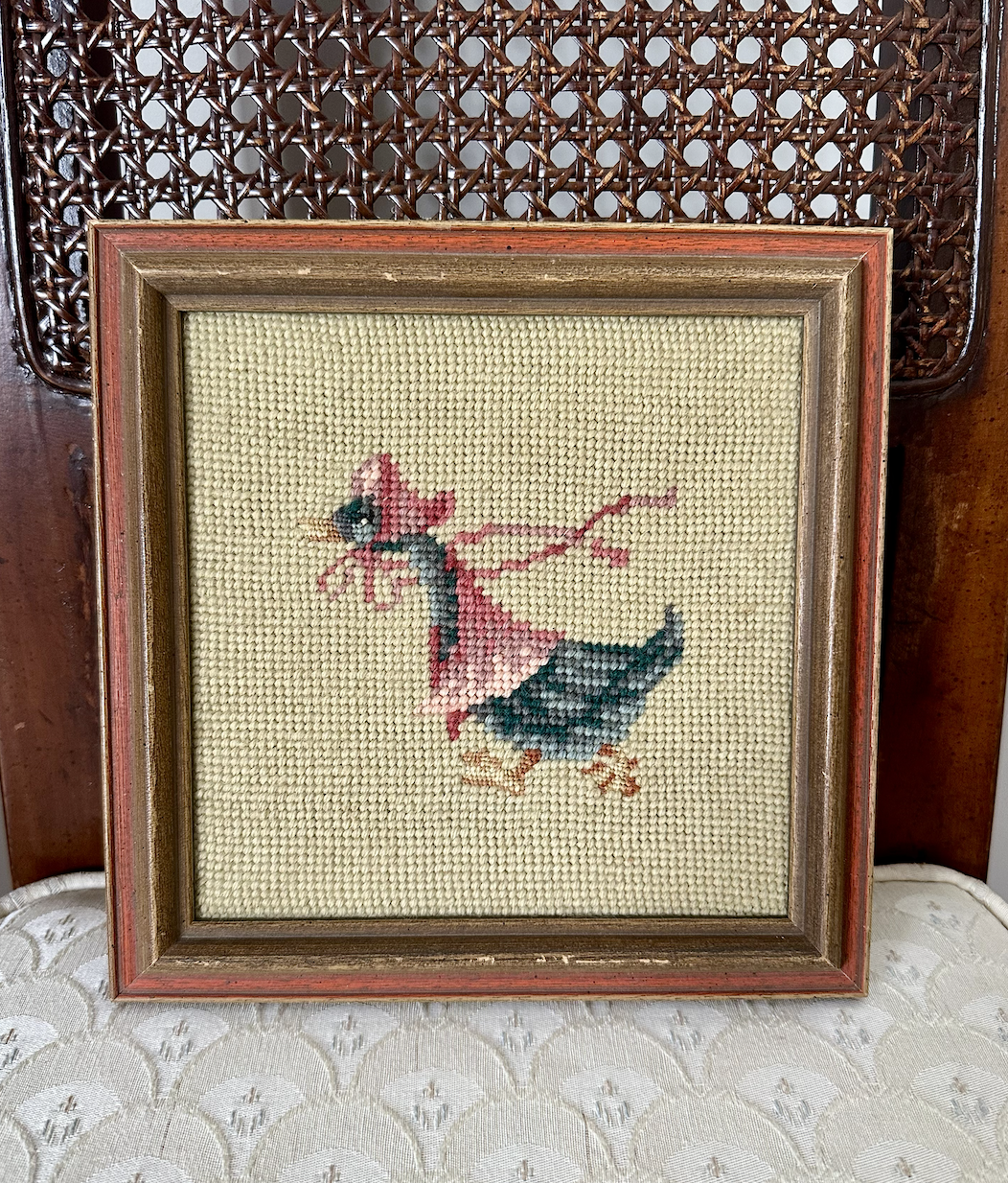 Vintage Goose Framed Needlepoint