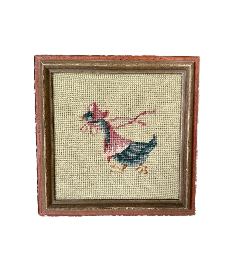 Vintage Goose Framed Needlepoint
