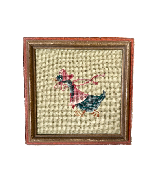 Vintage Goose Framed Needlepoint