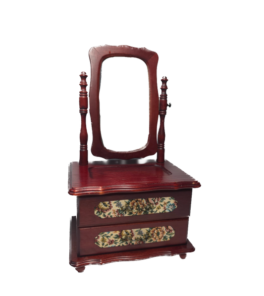 Vintage Mirrored Mini Armoire Jewelry Box