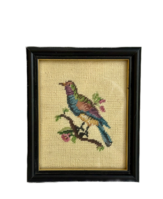 Vintage Bird Framed Needlepoint