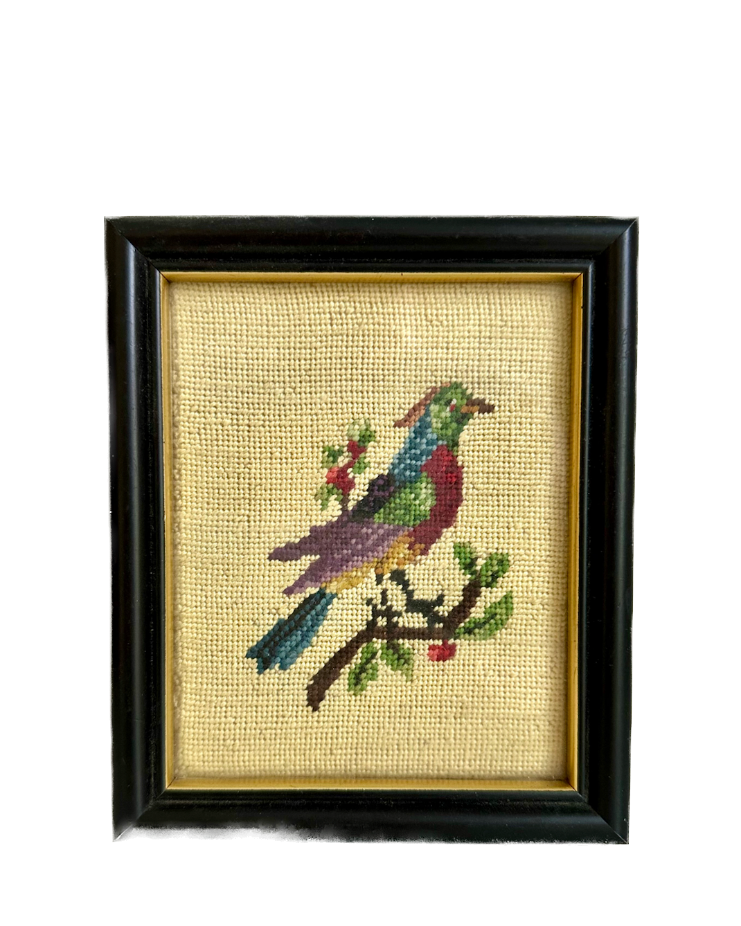Vintage Bird Framed Needlepoint