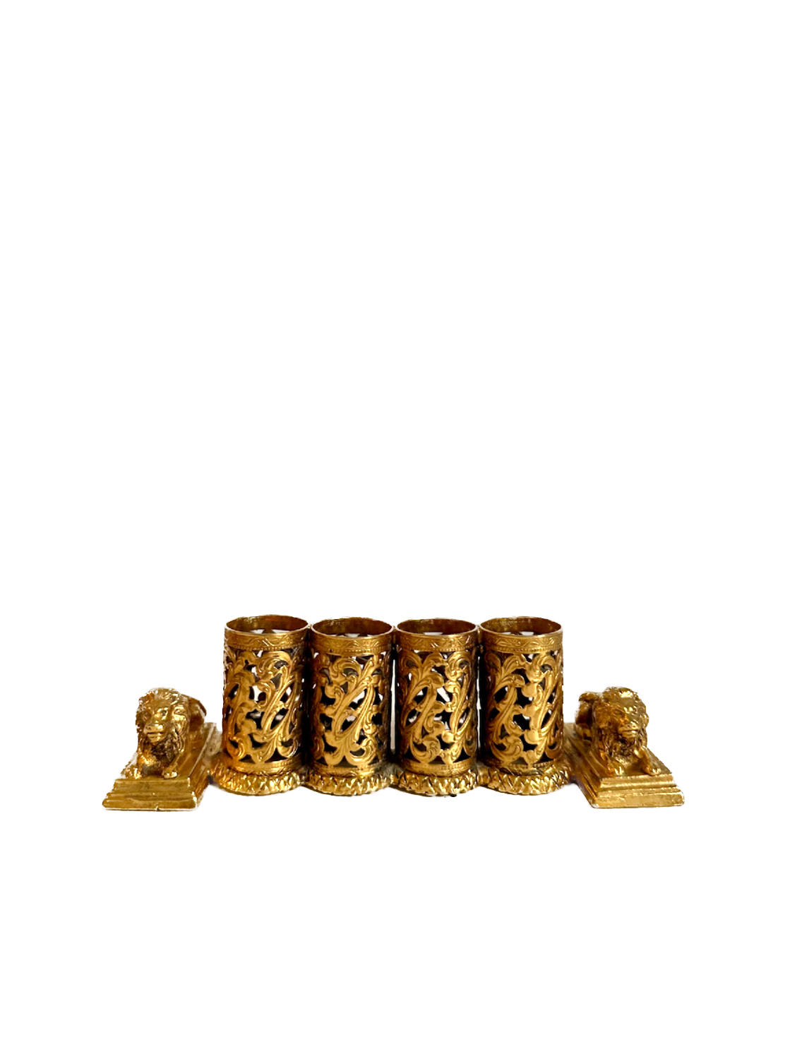 Vintage 24K Gold Plated Lion Lipstick Holder