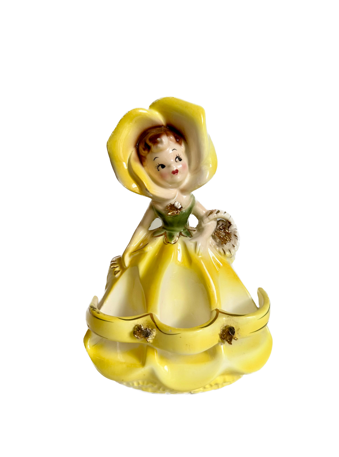 Vintage Anthropomorphic Enesco Flower Girl Lipstick Holder
