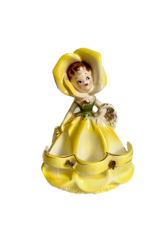 Vintage Anthropomorphic Enesco Flower Girl Lipstick Holder