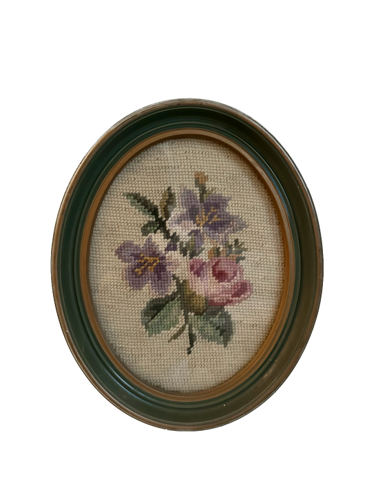 Vintage Floral Framed Needlepoint
