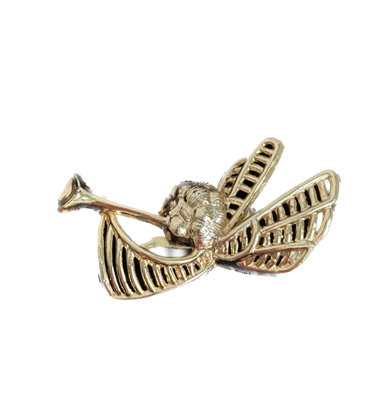 Vintage Gold Christmas Angel Blowing Horn Pin