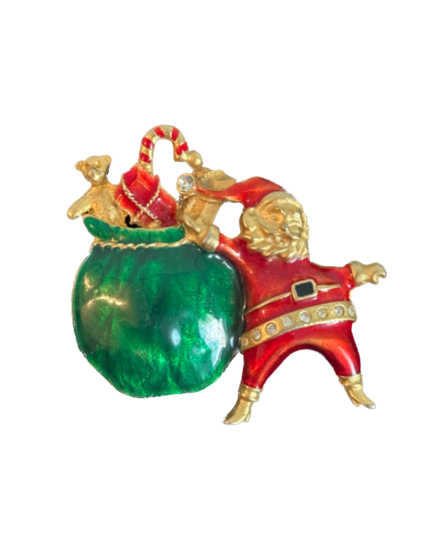 Vintage Gold Enamel Santa Claus Pin