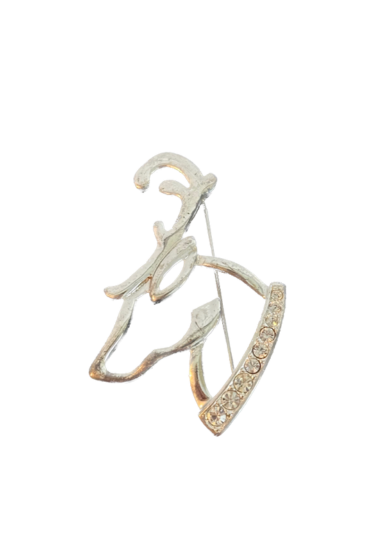 Vintage Silver Rhinestone Reindeer Pin